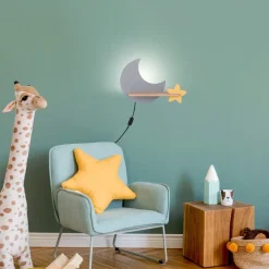 Kinkiet Moon lampa 5W LED 4000K iq kids  z przewodem szary+złoty