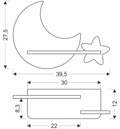 Kinkiet Moon lampa 5W LED 4000K iq kids z przewodem szary+złoty