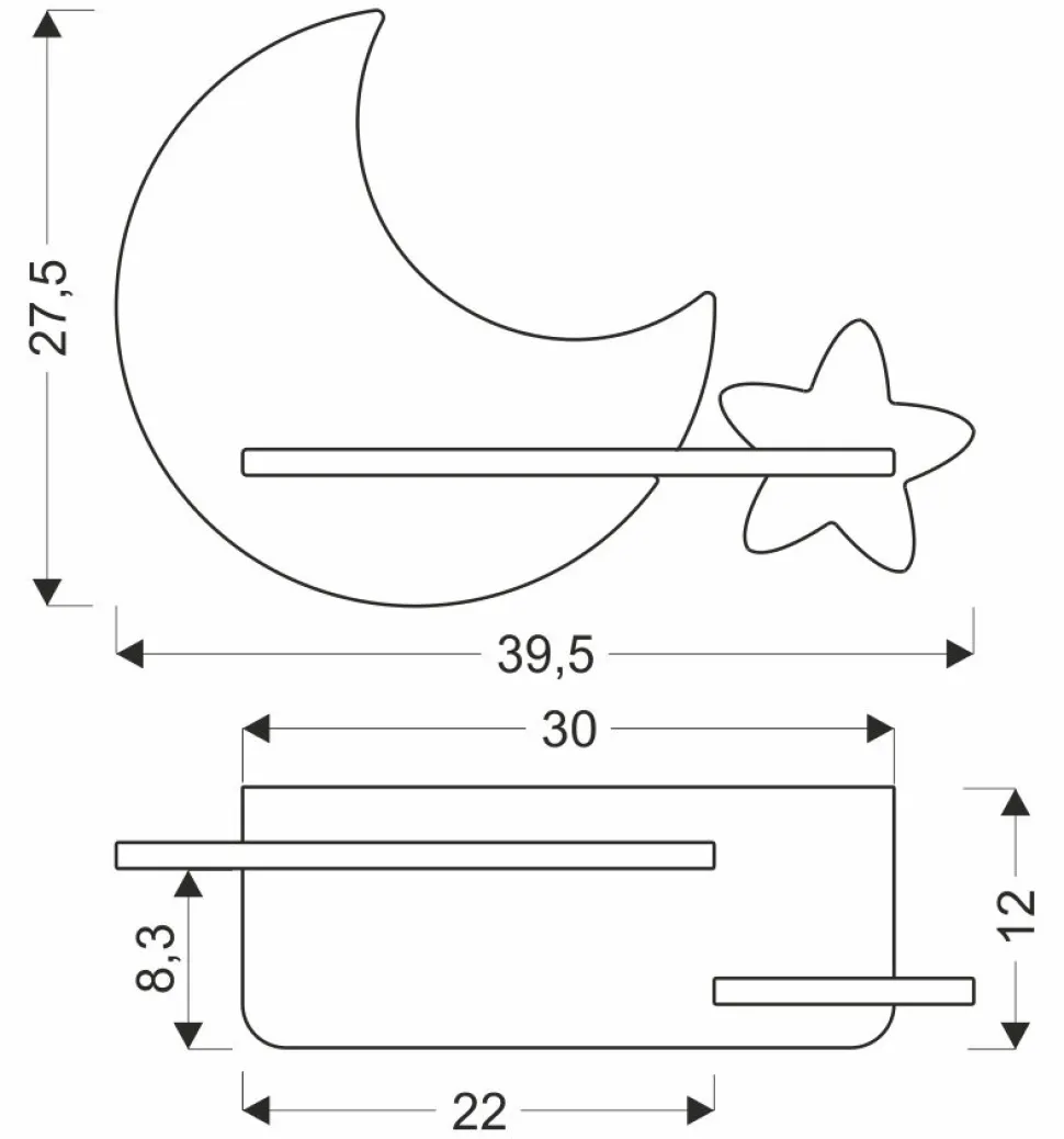 Kinkiet Moon lampa 5W LED 4000K iq kids z przewodem szary+złoty