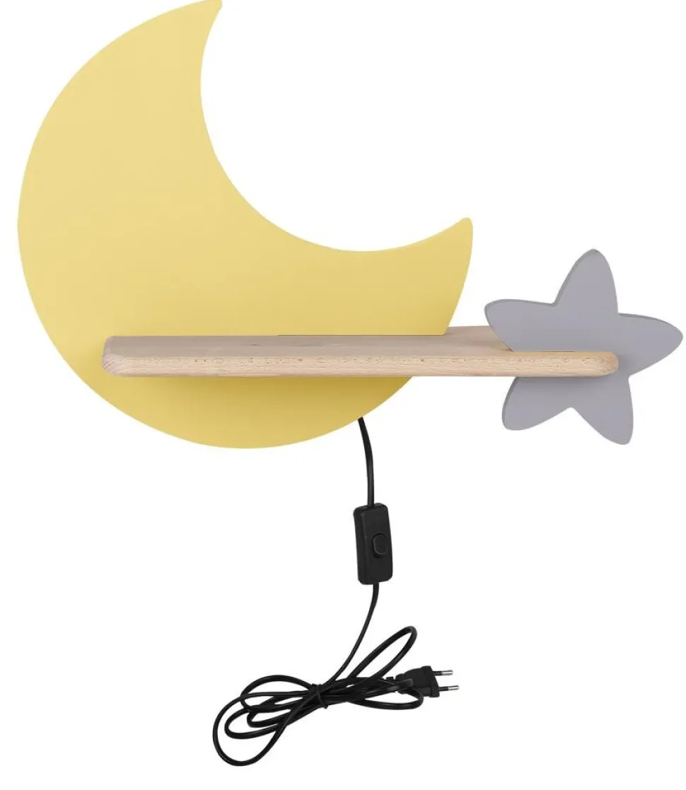 Kinkiet Moon lampa 5W LED 4000K iq kids z przewodem złoty+szary