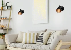 Kinkiet Neria lampa czarny 1x40W E14  klosz miedziany