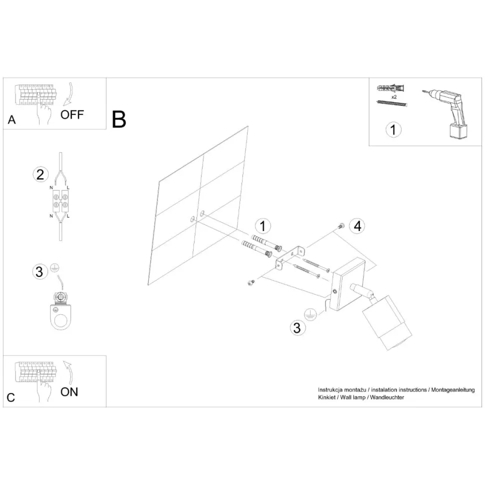 Kinkiet NERO czarny/chrom