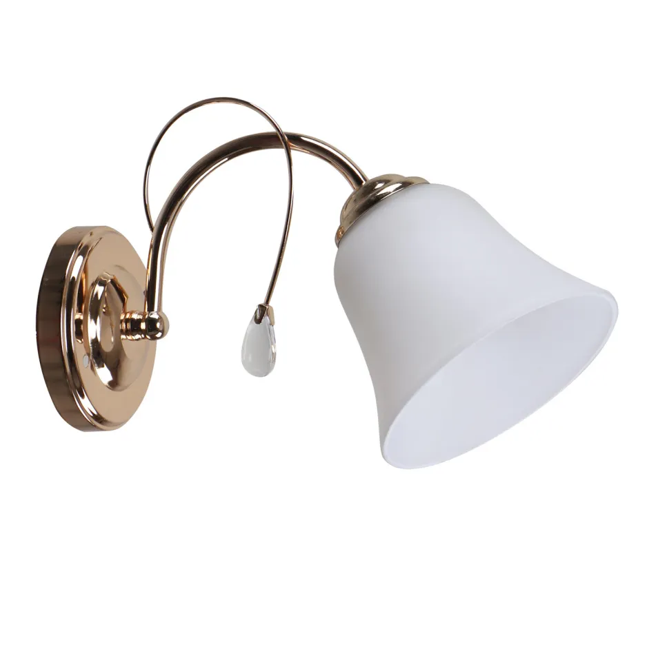 Kinkiet Ora lampa złoty 1x40 E27 klosz biały