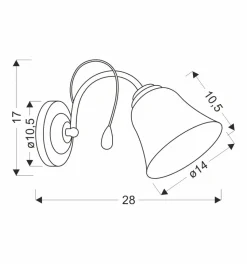 Kinkiet Ora lampa złoty 1x40 E27 klosz  biały
