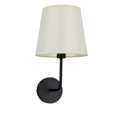 Kinkiet Pasteri lampa czarny matowy 1x40W E14 abażur beżowy