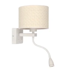 Kinkiet Polo lampa biały 1x40W E27+2W  LED abażur kremowy