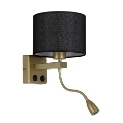 Kinkiet Polo lampa złoty 1x40W E27 + 2W  LED abażur okrągły czarny