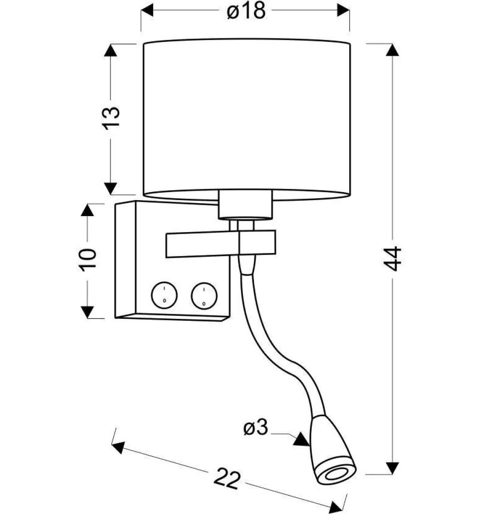 Kinkiet Polo 1x40W E27 + 2W LED czarny abażur okrągły szary
