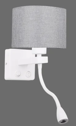 Kinkiet Polo 1x40W E27 + 2W LED biały  abażur okrągły szary