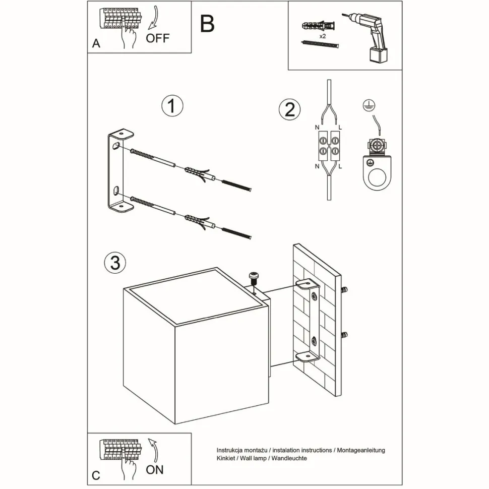 Kinkiet QUAD 1 biały