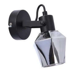 Kinkiet Randi lampa czarny matowy 1x15W  E14 klosz dymiony