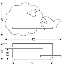 Kinkiet Sheep lampa 5W LED 4000K iq kids  szary+zielony