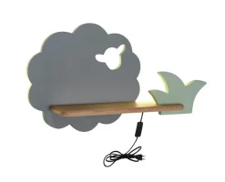 Kinkiet Sheep lampa 5W LED 4000K iq kids  z przewodem szary+zielony