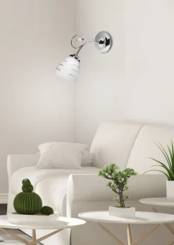 Kinkiet Simpli 1*40W E27 chrom   z kryształkiem+klosz z paskiem