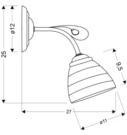 Kinkiet Simpli 1*40W E27 chrom   z kryształkiem+klosz z paskiem