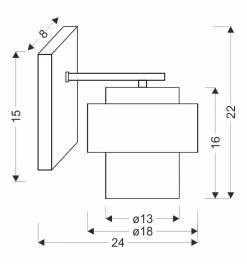 Kinkiet Spiega lampa czarny+mosiężny  1x60W E27 klosz dymiony