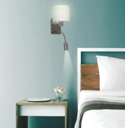 Kinkiet Sylwana 1x40W E14 + LED  z wyłącznikiem chrom / biały