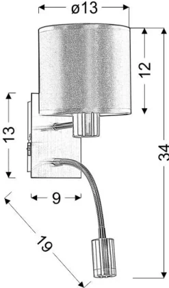 Kinkiet Sylwana 1x40W E14 + LED  z wyłącznikiem chrom / biały