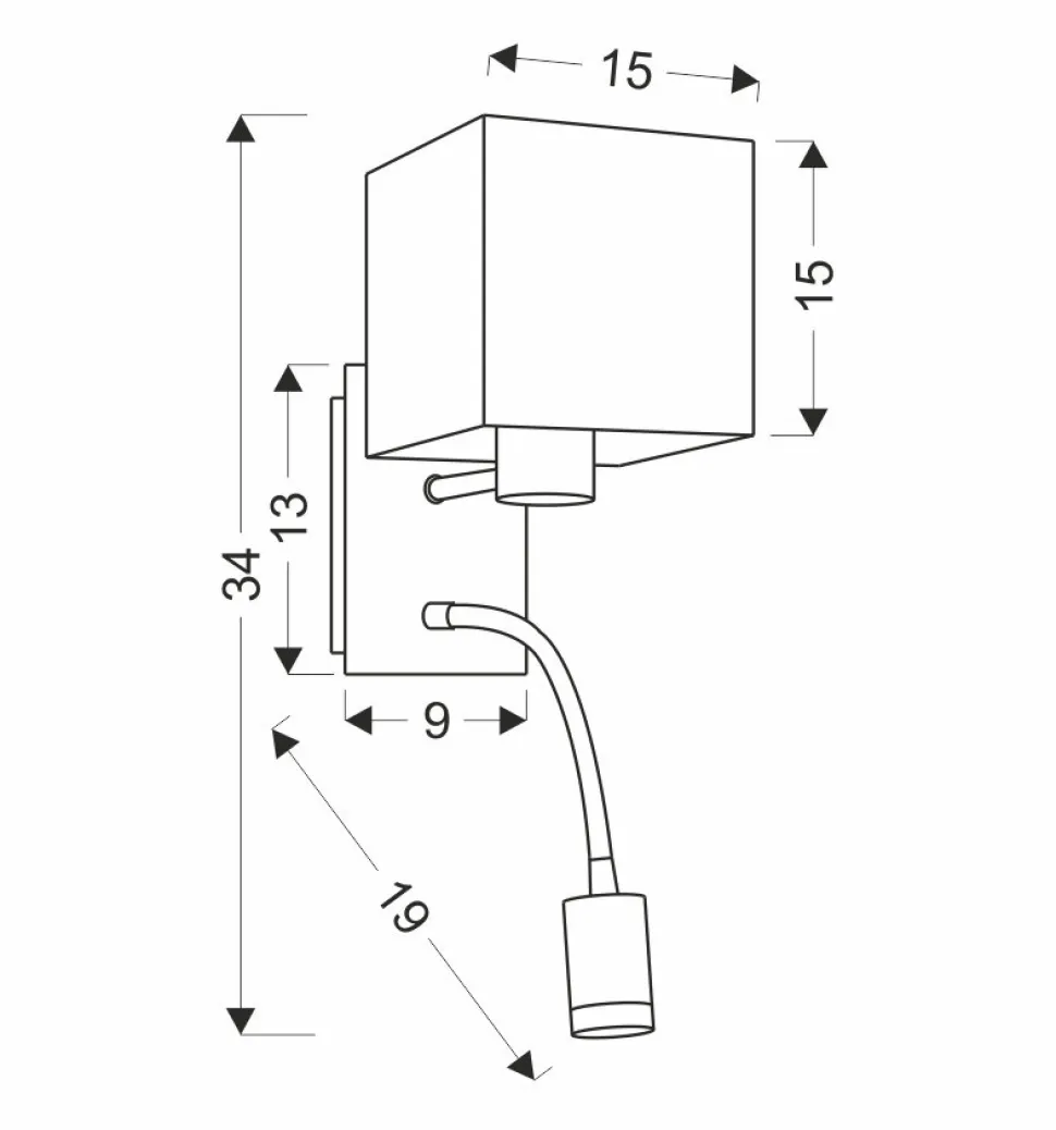 Kinkiet Sylwana 1x40W E14 + LED z wyłącznikiem chrom / biały kwadrat