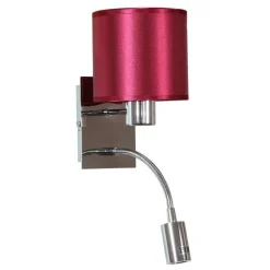 Kinkiet Sylwana 1x40W E14 + LED  z wyłącznikiem chrom / burgund ciemny