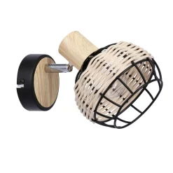 Kinkiet Tajga lampa czarny+drewniany 1x40W E14 klosz czarny+drewniany