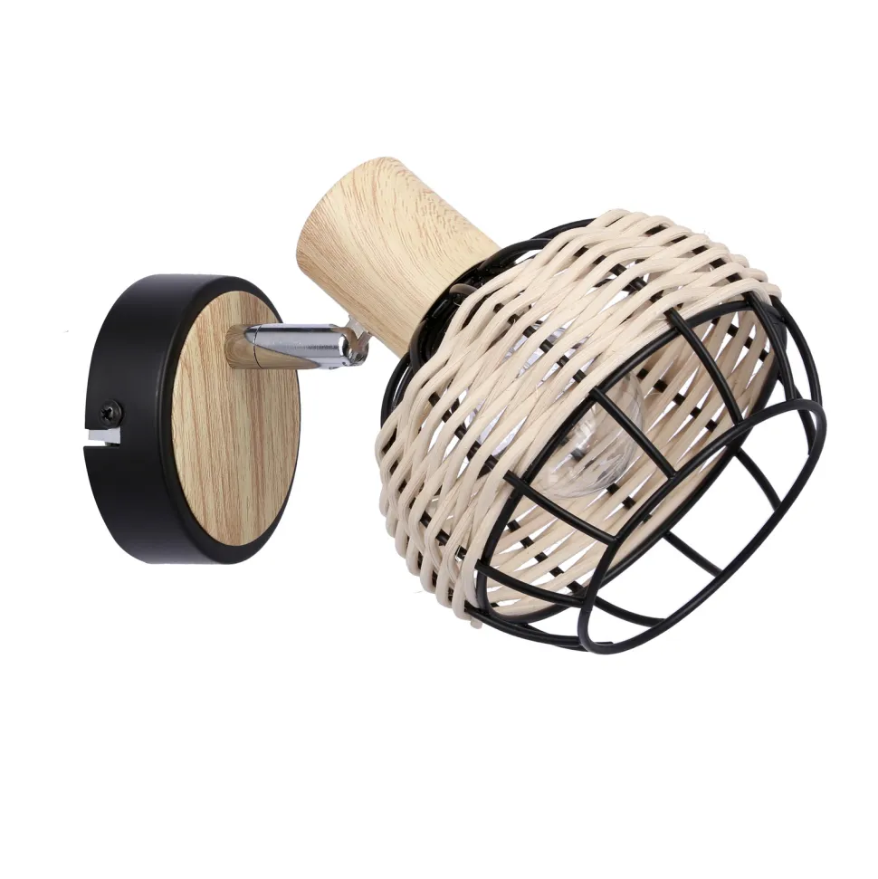 Kinkiet Tajga lampa czarny+drewniany 1x40W E14 klosz czarny+drewniany