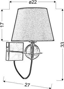 Kinkiet Tesoro 1x40W E14 czarny złoty  srodek