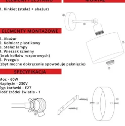 Kinkiet TETE GOLD srebrny, szary