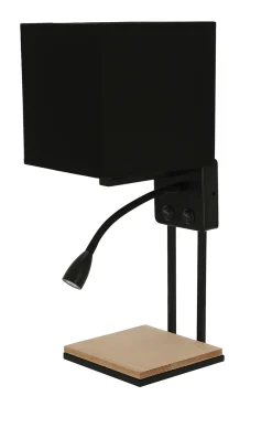 Kinkiet Theo lampa czarny 1x40W E14 + 2W  LED abażur czarny z włącznikami