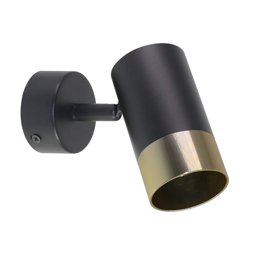 Kinkiet Tobi lampa czarny 1x15W GU10 klosz czarny+złoty