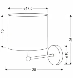 Kinkiet TOPI lampa czarny 1x40W E27  abażur kremowy