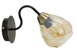 Kinkiet Unica lampa czarny+złoty 1x40W  E27 klosz dymiony