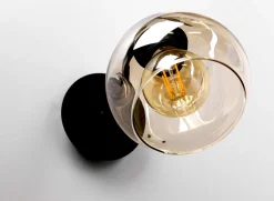 Kinkiet Unica lampa czarny+złoty 1x40W  E27 klosz dymiony