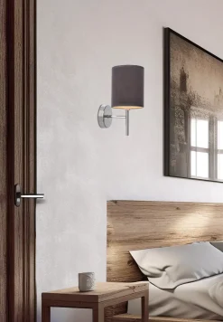 Kinkiet Yan lampa chromowy 1x40W E14  abażur grafitowy