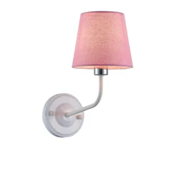 Kinkiet York biały, różowy klosz