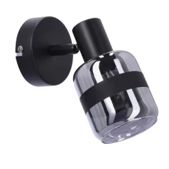 Kinkiet Yuki lampa czarny matowy 1x15W E14 klosz dymiony
