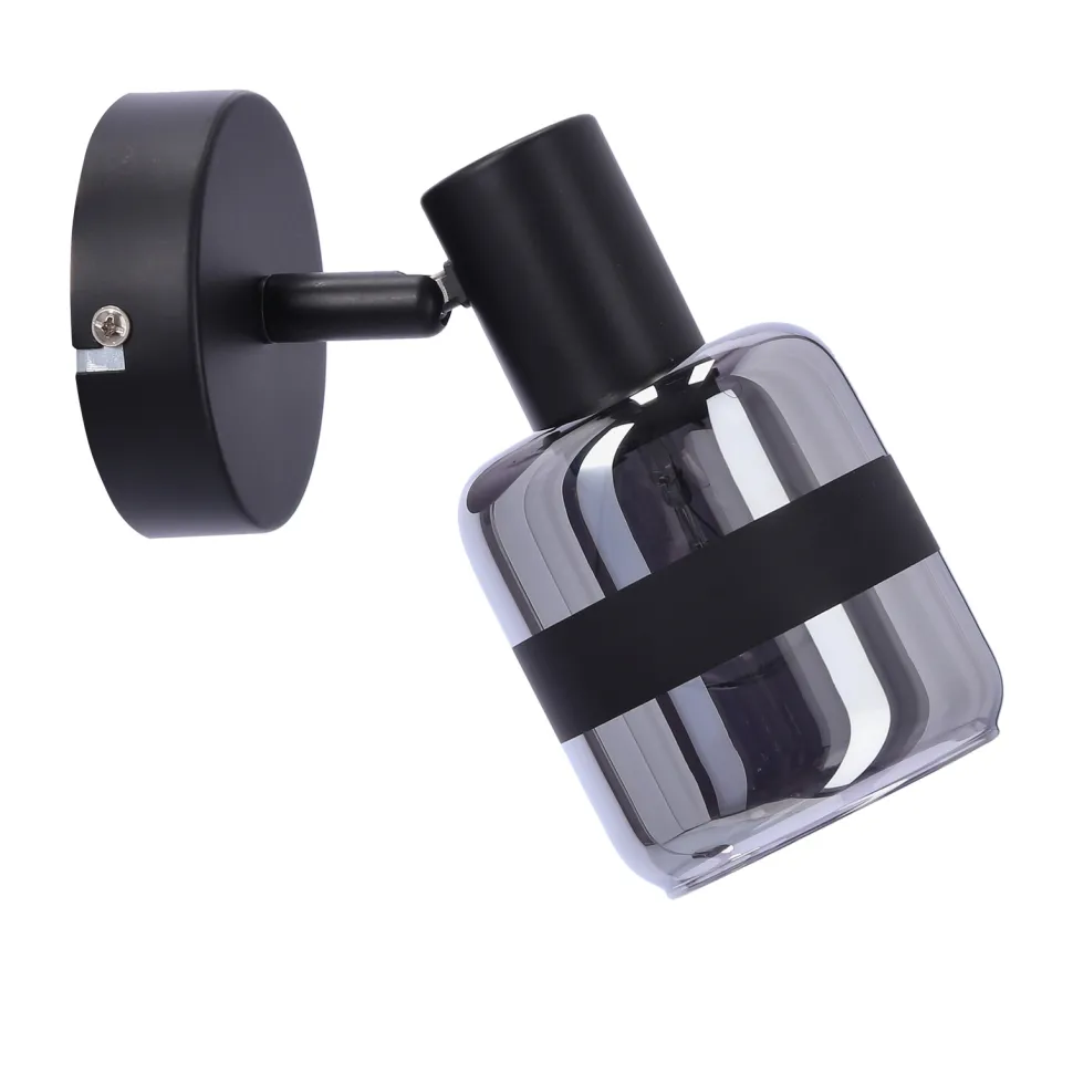 Kinkiet Yuki lampa czarny matowy 1x15W E14 klosz dymiony