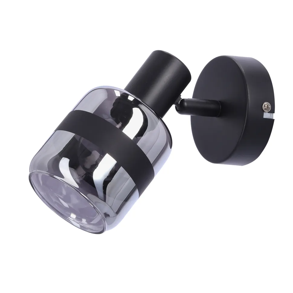 Kinkiet Yuki lampa czarny matowy 1x15W E14 klosz dymiony