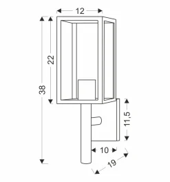 Kinkiet zewnętrzny Hosta lampa ogrodowa  górny 19x38cm sztyca czarny 1x60W E27 IP44