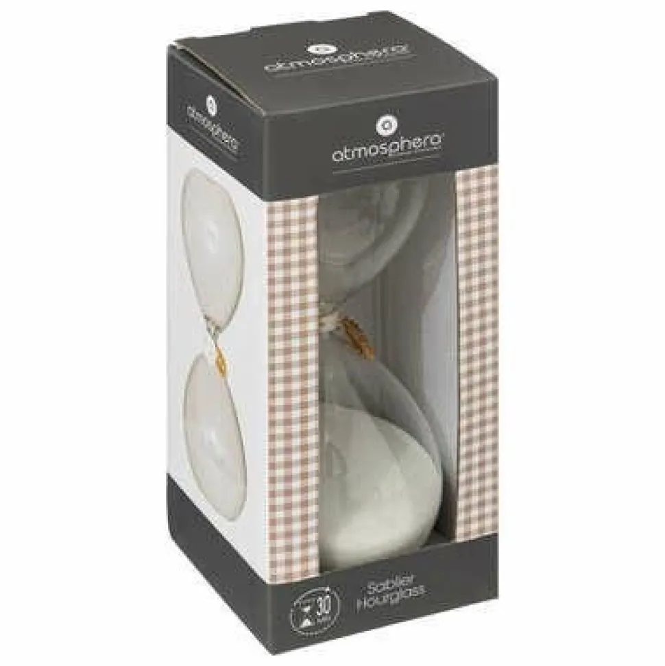 Klepsydra Flo szklana 20cm z białym piaskiem