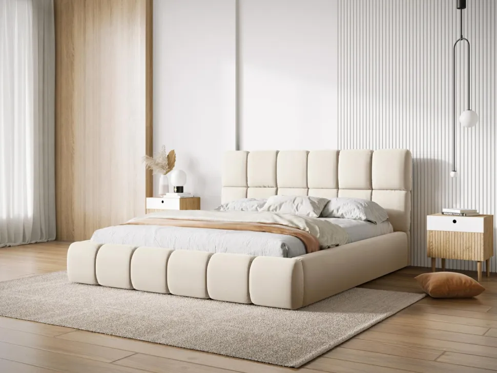 Łóżko Bellis Light Beige Velvet 180x200cm