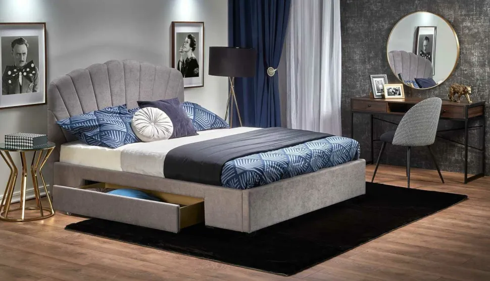 Łóżko Brig 160, jasny popielaty