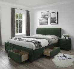 Łóżko Diana 3 z szufladami ciemny zielony