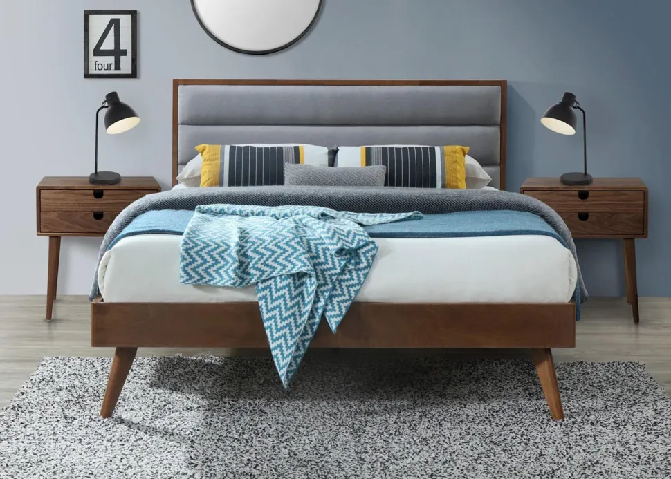 Łóżko Dylan popielaty / orzech