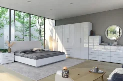 Łóżko Flory 180 cm podnoszony stelaż  biały połysk