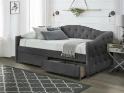 Łóżko Hola z szufladami popielaty velvet