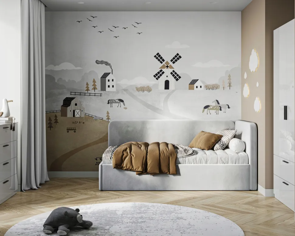 Łóżko Holly prawe 90cm szare