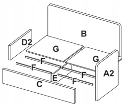 Łóżko Holly prawe 90cm szare