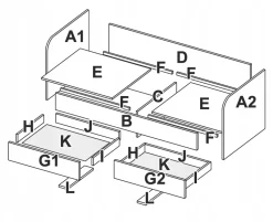 Łóżko Holly z szufladami 90cm szare