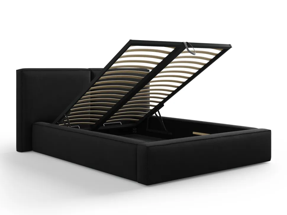 Łóżko Jodie II Black Structured Fabric 180x200